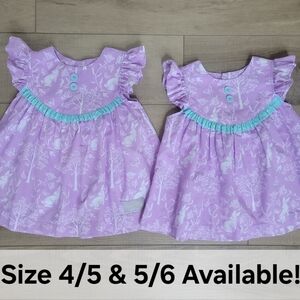 Eleanor Rose Cotton Bunny Purple Tunic Top Sister Set Matching Size 4-5 & 5-6